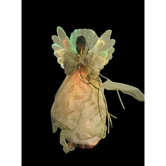 Fiber Optic Angel Christmas Tree Topper Colorful LED Lights Plays Silent Night - Picture 5 of 12
